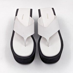 Frame Paris Women Le Ocean White Leather Y2K Retro Sandals Size 9.5US EUR 39.5